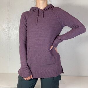 Knit Lavender Purple Ribbed Hooded Sweater